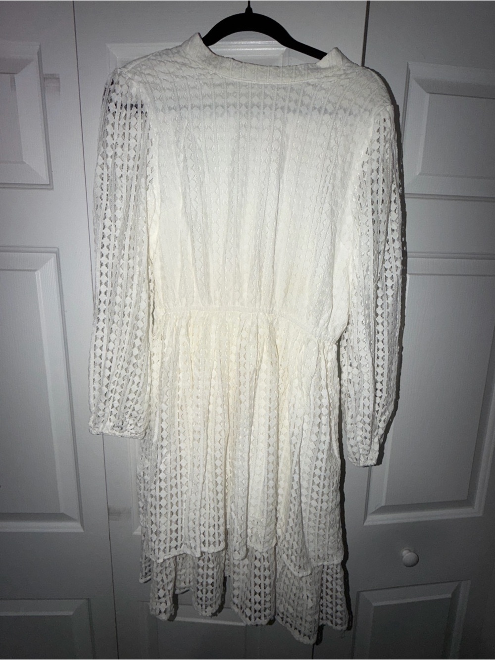 Mustard Seed Ivory Lace Long-Sleeve Tiered Dress